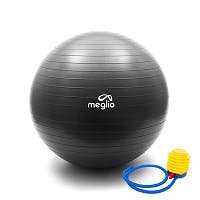 Meglio - 65cm Anti-Burst Gym Ball Home Fitness, Yoga, Pilates, Core Strength. Antenatal and Postnatal Workouts (Black)