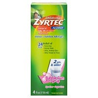 Zyrtec Children's Indoor & Outdoor Allergies Bubble Gum Liquid, for 2 Years & Older, 4 fl oz (118ml)