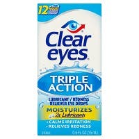 Clear Eyes Triple Action Lubricant / Redness Reliever Eye Drops (0.5 fl oz)