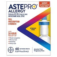 Astepro Allergy Antihistamine Nasal Spray. 60 Metered Sprays. 0.37 fl oz (11ml) [60 metered sprays]