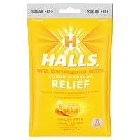 Halls Relief Sugar Free Honey Lemon Flavor Cough Drops, (25 count)